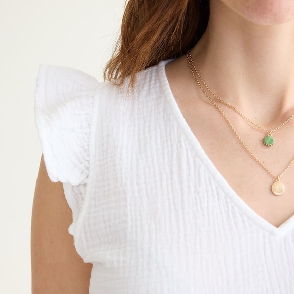 Reitmans White Ruffle Sleeve V-Neck Gauze Cotton Top size S - Picture 2 of 10